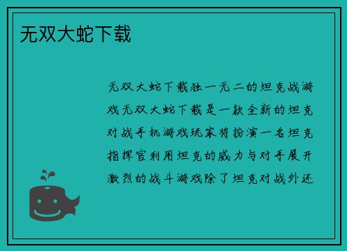 无双大蛇下载